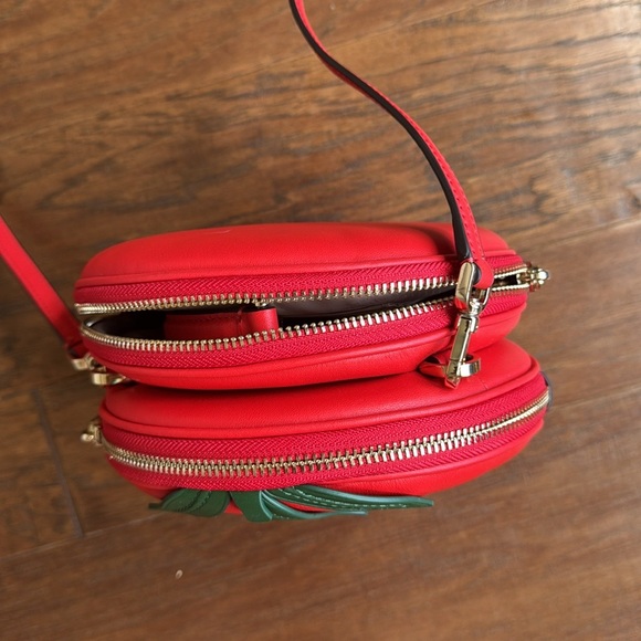 Kate Spade Double Mangia Small  Red Tomato Crossbody Bag Like New - Picture 8 of 9